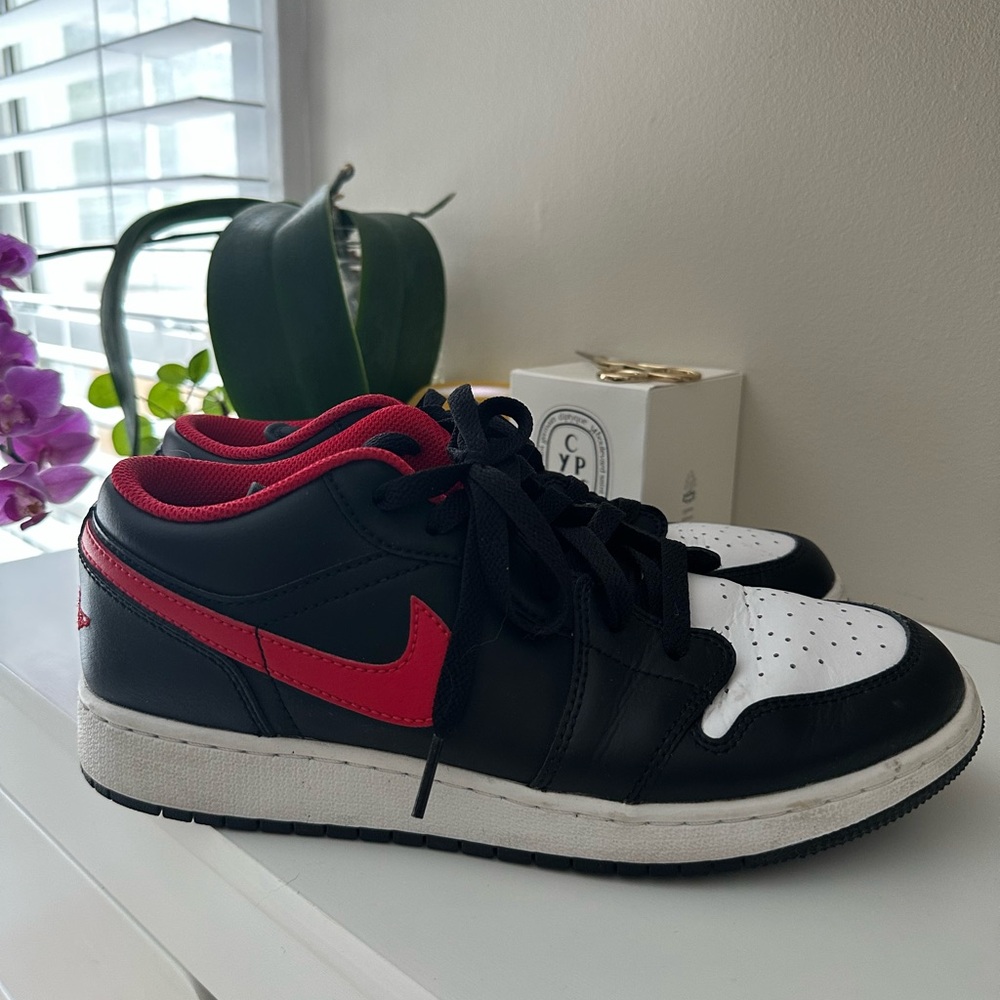 Air Jordan 1’s Low- Black, White & Red Low-Top Sneakers